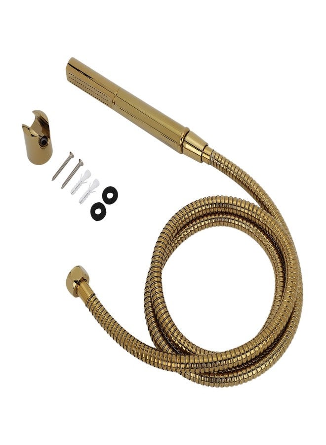 هيندوير مجموعة هندوير الإيطالية F160150PGD دش يدوي للحمام | مصنوع من النحاس | مزود بخرطوم مرن من الفولاذ المقاوم للصدأ بطول 1.5 متر وخطاف جداري | تصميم دائري | دش مطري | اللون: ذهبي - Image 3